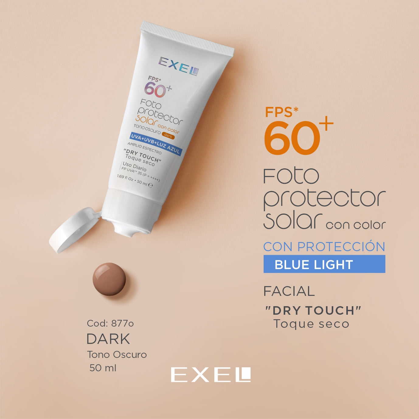 FOTOPROTECTOR SOLAR FLUIDO FPS 60. TOQUE SECO - OSCURO